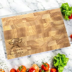 Personalised Cutting board/Butcher's block With Chef Hat, Name and Sentiment - 45x30x3.2cm
