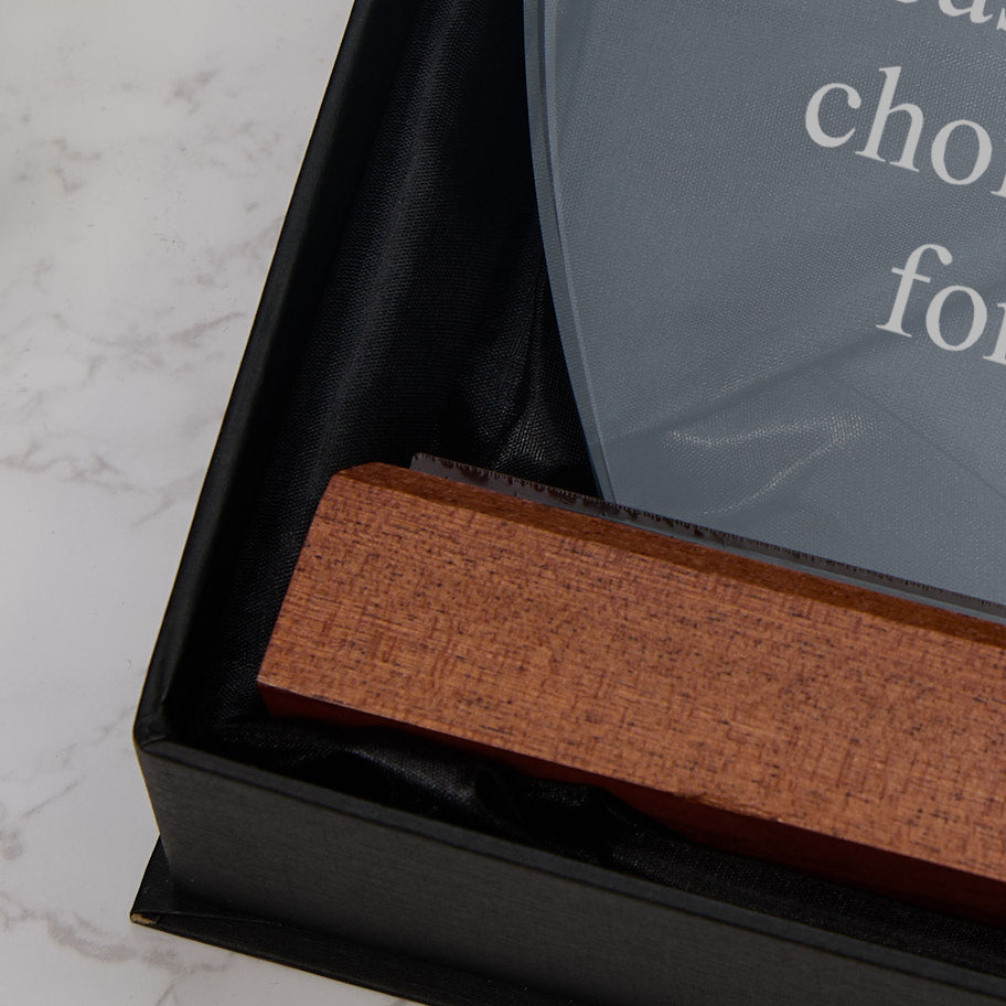 Wood Base Large Shield Glass Personalised Engraved Award Trophy Perfect for Sports, Employees, School Ceremonies & Appreciation