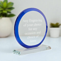 Large Blue  Edge Glass Personalised Engraved Award Trophy Perfect for Sports, Employees, School Ceremonies & Appreciation