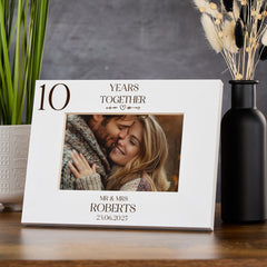 Personalised Elegant 10th Anniversary Wooden Engraved Photo Frame Gift