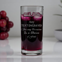 Personalised Engraved Hi Ball Drinking Tall Glass, Any Message for Any Occasion