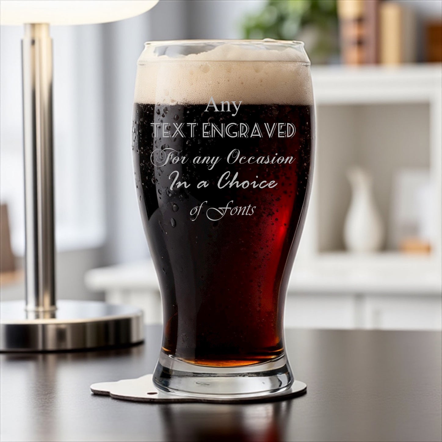 Personalised Tulip Beer Glass with Custom Text Engraving For Any Occasion Personalised ukgiftstoreonline