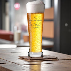 Personalised Engraved Any Text and Occasion  Tall Craft Beer Glass Gift