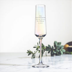 Personalised Engraved Any Text and Occasion Rainbow Effect Champagne Glass Personalised Champagne Glasses ukgiftstoreonline