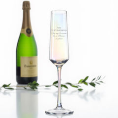 Personalised Engraved Rainbow Effect Champagne Glass