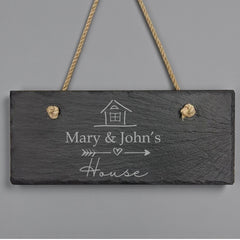 Personalised House Names Hanging Stone Slate Plaque New Home Gift