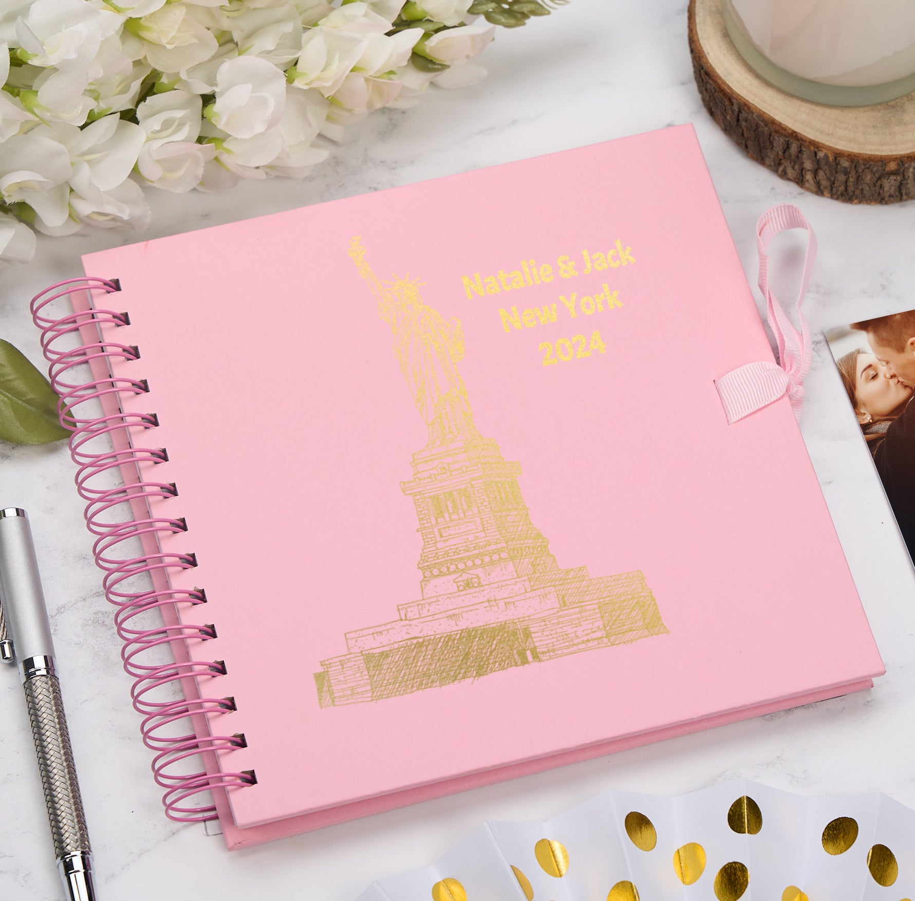 Personalised New York Keepsake Multiple Colour Scrapbook Photo Album Foil Print