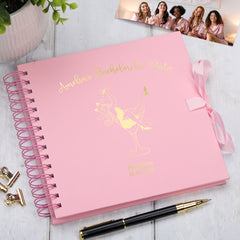 Personalised Elegant Memory Book For Girls Bachelorette Hen Party Scrapbook Album Woman in Martini Glass