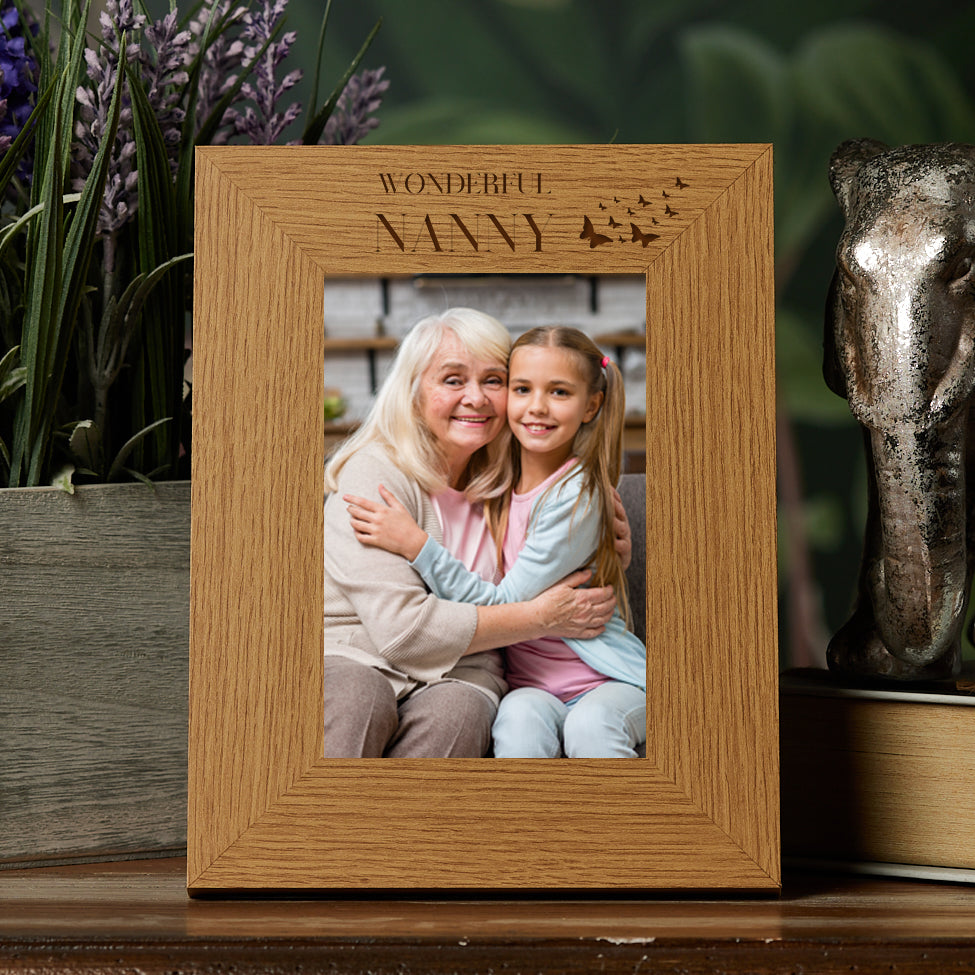 Nanny Butterfly Gift Mother's Day Birthday Wooden Engraved Photo Frame