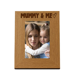 Oak Picture Photo Frame Mummy & Me Heart Gift Portrait