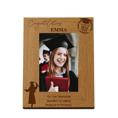Personalised Female Graduation Wooden Engraved Photo Frame Gift