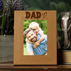 Oak Picture Photo Frame Dad Heart Gift Father's Day Portrait