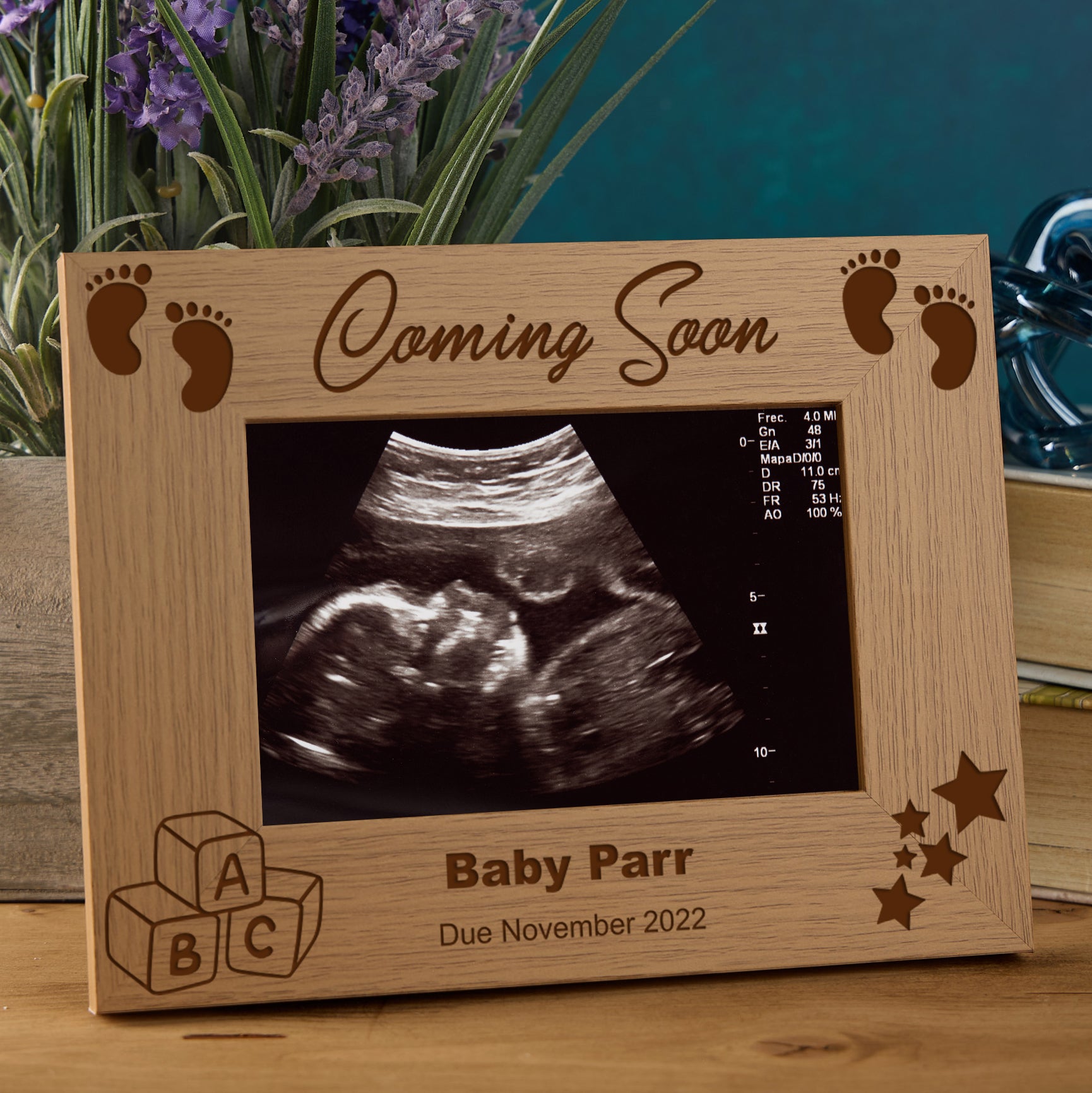 Personalised Pregnancy Announcement Wooden Baby Scan Photo Frame Gift Baby Photo Frame ukgiftstoreonline