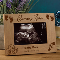 Personalised Pregnancy Announcement Wooden Baby Scan Photo Frame Gift Baby Photo Frame ukgiftstoreonline