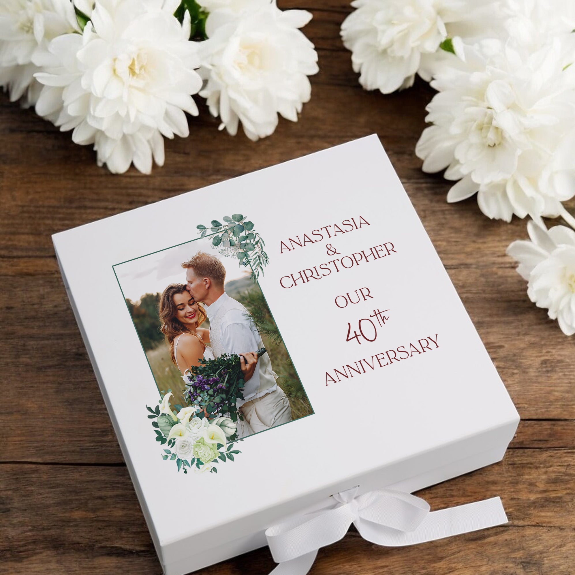 Personalised 40th Anniversary Couple Gift Custom Photo Anniversary Keepsake Box Wedding Day Memory Gifts