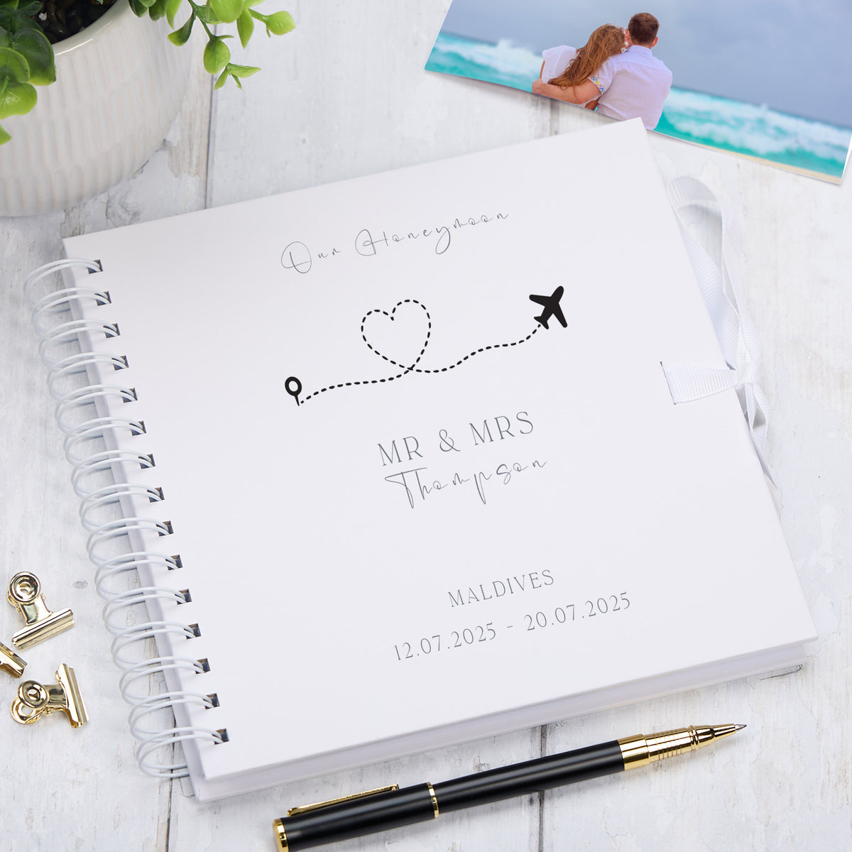 Personalised Our Honeymoon Scrapbook Photo Album Custom Honeymoon Memory Book