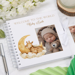 Personalised Welcome To The World Baby Scrapbook Cute Sleeping Animals Design Memory Book Special Keepsake Album