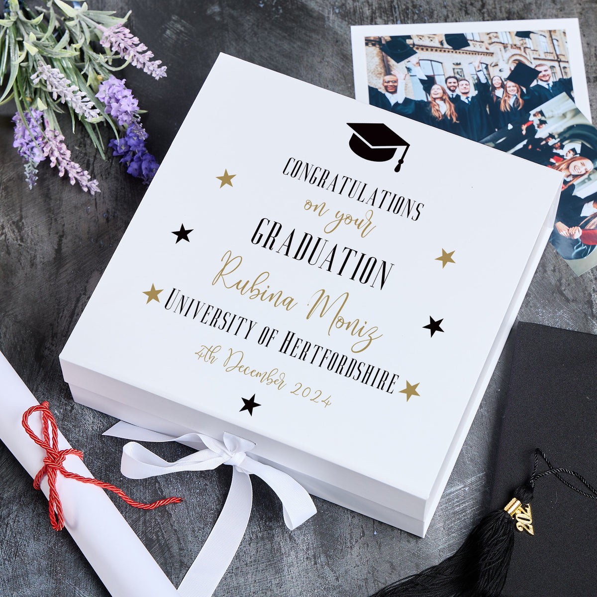 ukgiftstoreonline Personalised Congratulations On Your Graduation Keepsake Memory Box Gift Keepsake Memory Box ukgiftstoreonline Ribbon Box Large