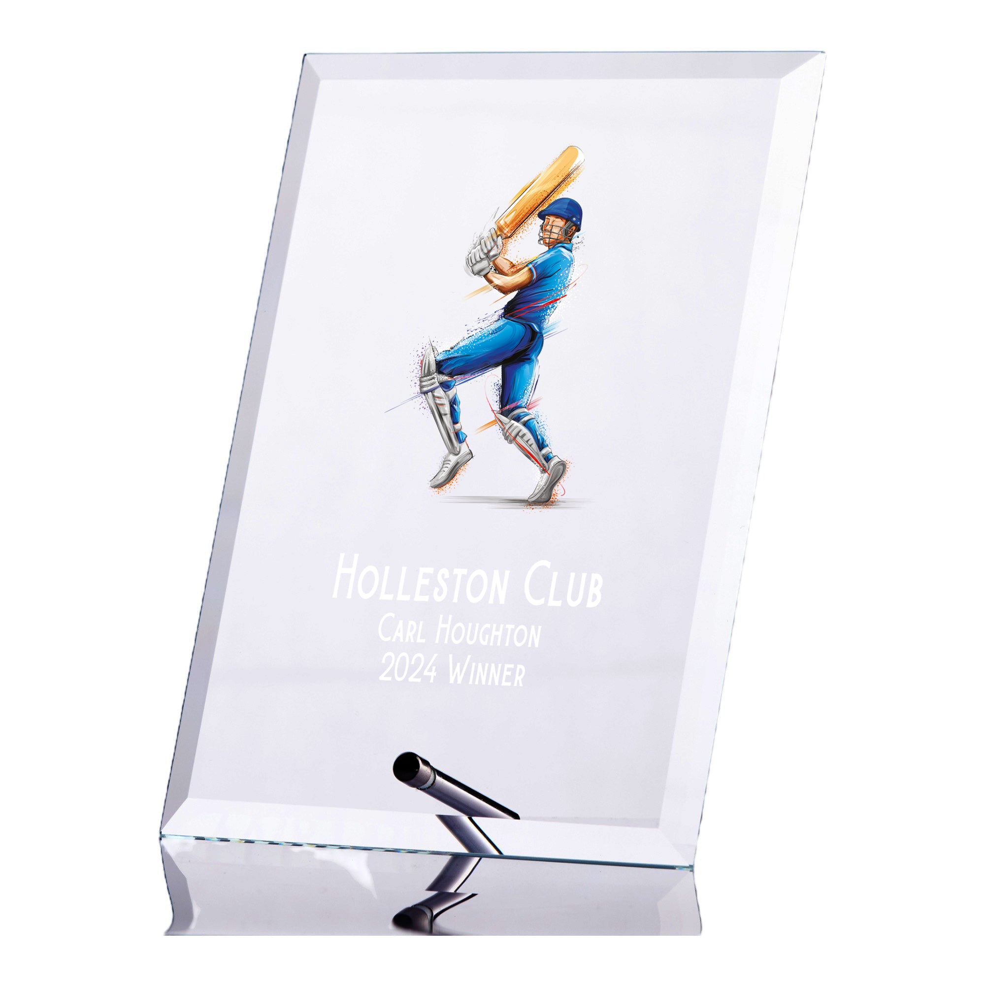 Personalised Cricket Award Trophy Plaque With Colour Print