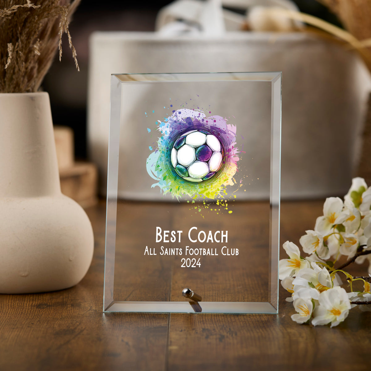 Personalised Football Award Trophy Plaque With Colour Print