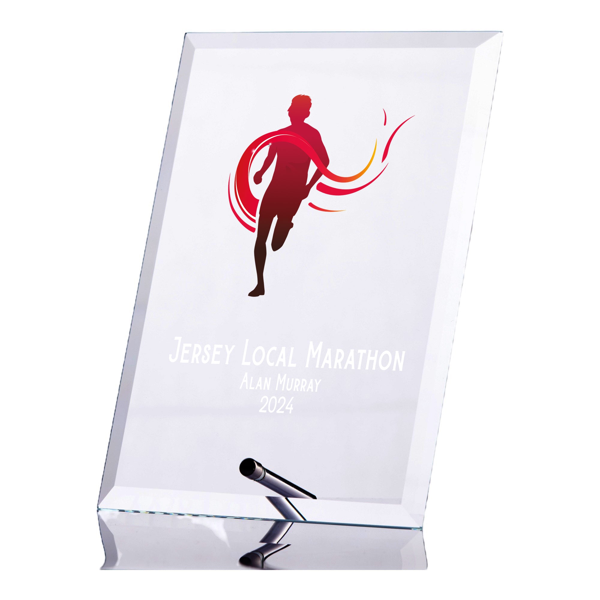 Personalised Male Runner Athlete Trophy Plaque With Colour Print