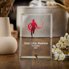 Personalised Male Runner Athlete Trophy Plaque With Colour Print