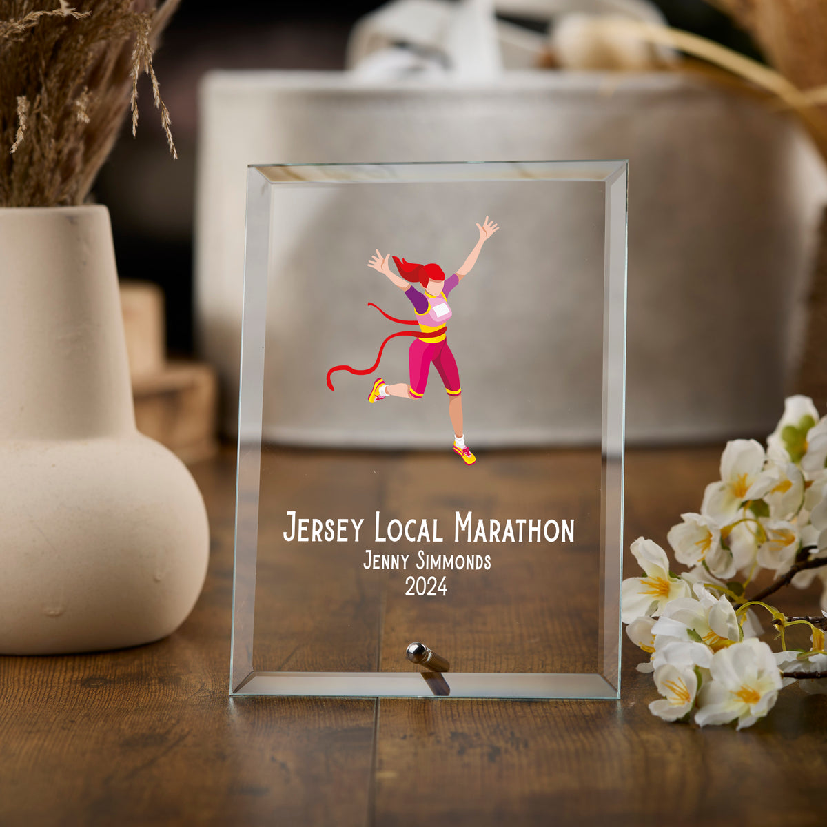 Personalised Female Runner Athlete Trophy Plaque With Colour Print