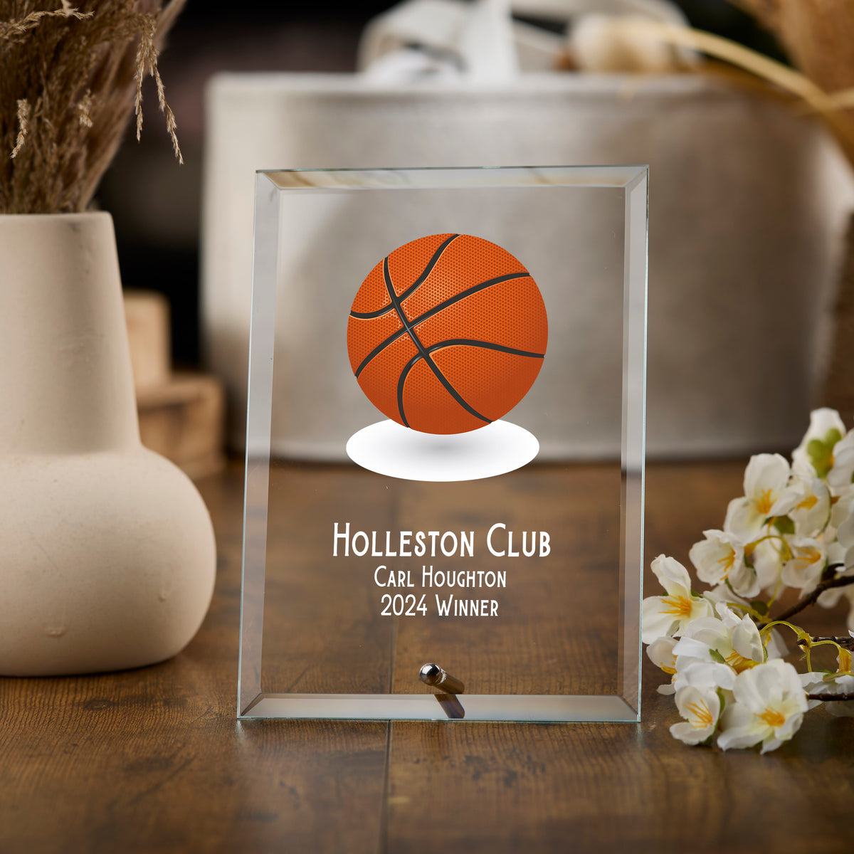 Personalised Basketball Trophy Plaque With Colour Print