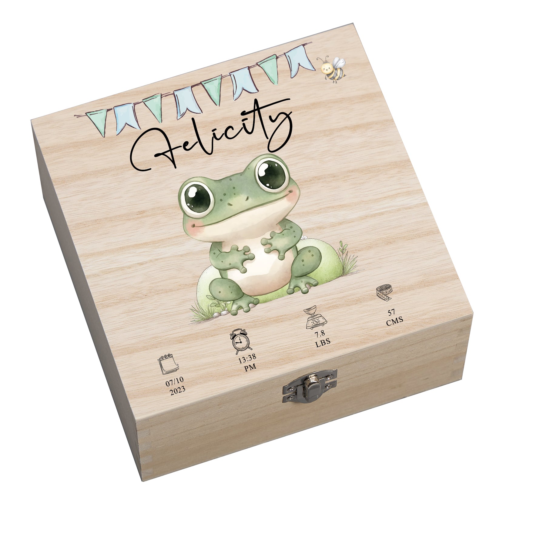 Personalised Wooden Baby Memory Keepsake Box With Cute Animals