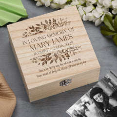 Personalised Wooden Memorial Keepsake Memory Box Remembrance Bereavement Gift Engraved