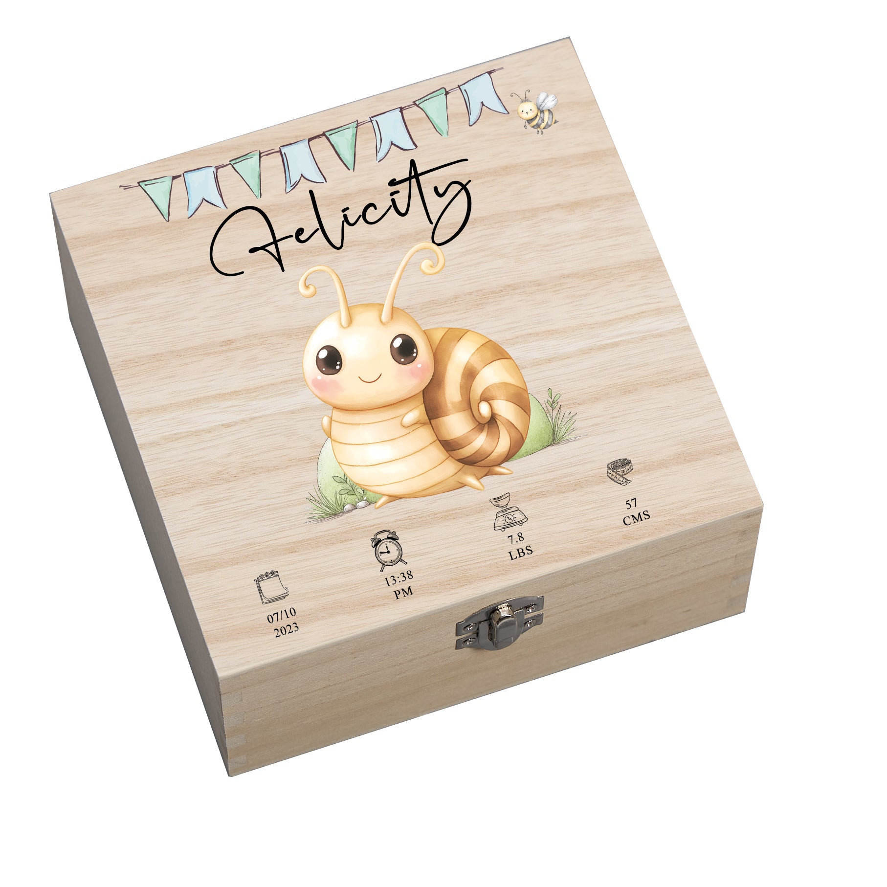 Personalised Wooden Baby Memory Keepsake Box With Cute Animals