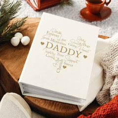 Daddy Photo Album Gift With Word Heart For 100 x 6x4 Photos With Sleeves