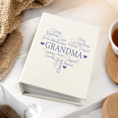 Grandma Photo Album Gift With Word Heart For 100 x 6x4 Photos With Sleeves