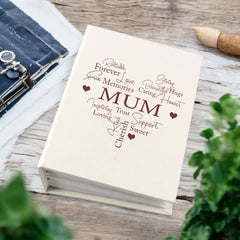 Mum Photo Album Gift With Word Heart For 100 x 6x4 Photos With Sleeves