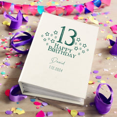 Personalised 13th Birthday Gift For Her Or Him With Star Design Photo Album With Sleeves 100 x 6x4 Capacity