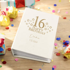 Personalised 16th Birthday Gift For Her Or Him With Star Design Photo Album With Sleeves 100 x 6x4 Capacity
