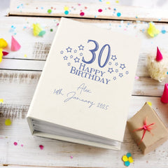 Personalised 30th Birthday Gift For Her Or Him With Star Design Photo Album With Sleeves 100 x 6x4 Capacity