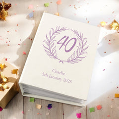 Personalised 40th Birthday Gift For Her Or Him With Laurel Wreath Photo Album With Sleeves 100 x 6x4 Capacity