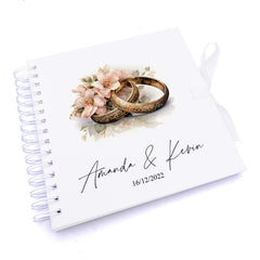 Personalised Wedding  Guest Book, Photo Album Featuring Pair Of Rings