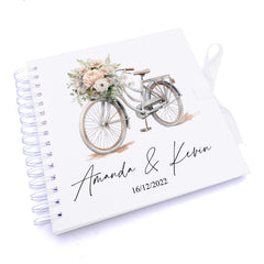 Personalised Wedding  Guest Book, Photo Album Featuring Floral Bicycle