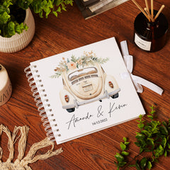 Personalised Wedding  Guest Book, Photo Album Featuring Floral Car