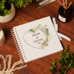 Personalised Wedding Guest Book Memory Book Photo Album Gold Green Heart