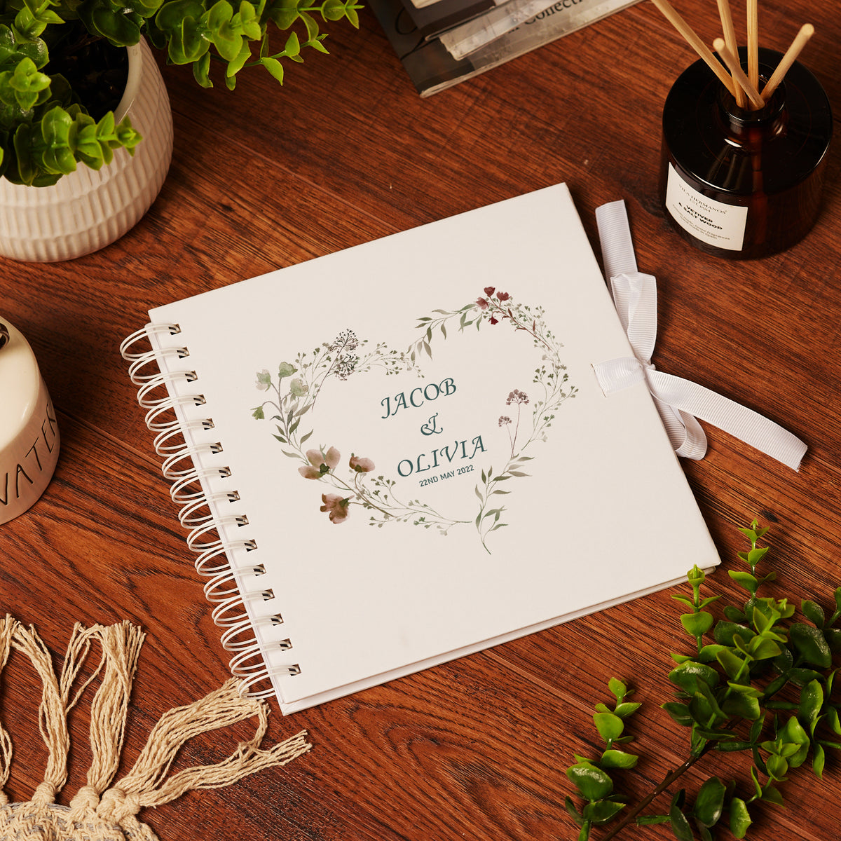 Personalised Wedding Guest Book Memory Book Photo Album Watercolour Floral Heart
