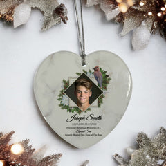 Large Hanging Ceramic Heart Christmas Memorial Decoration-Son