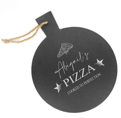 Personalised Engraved Large Rustic Slate Pizza Serving Platter with Rope Any Name