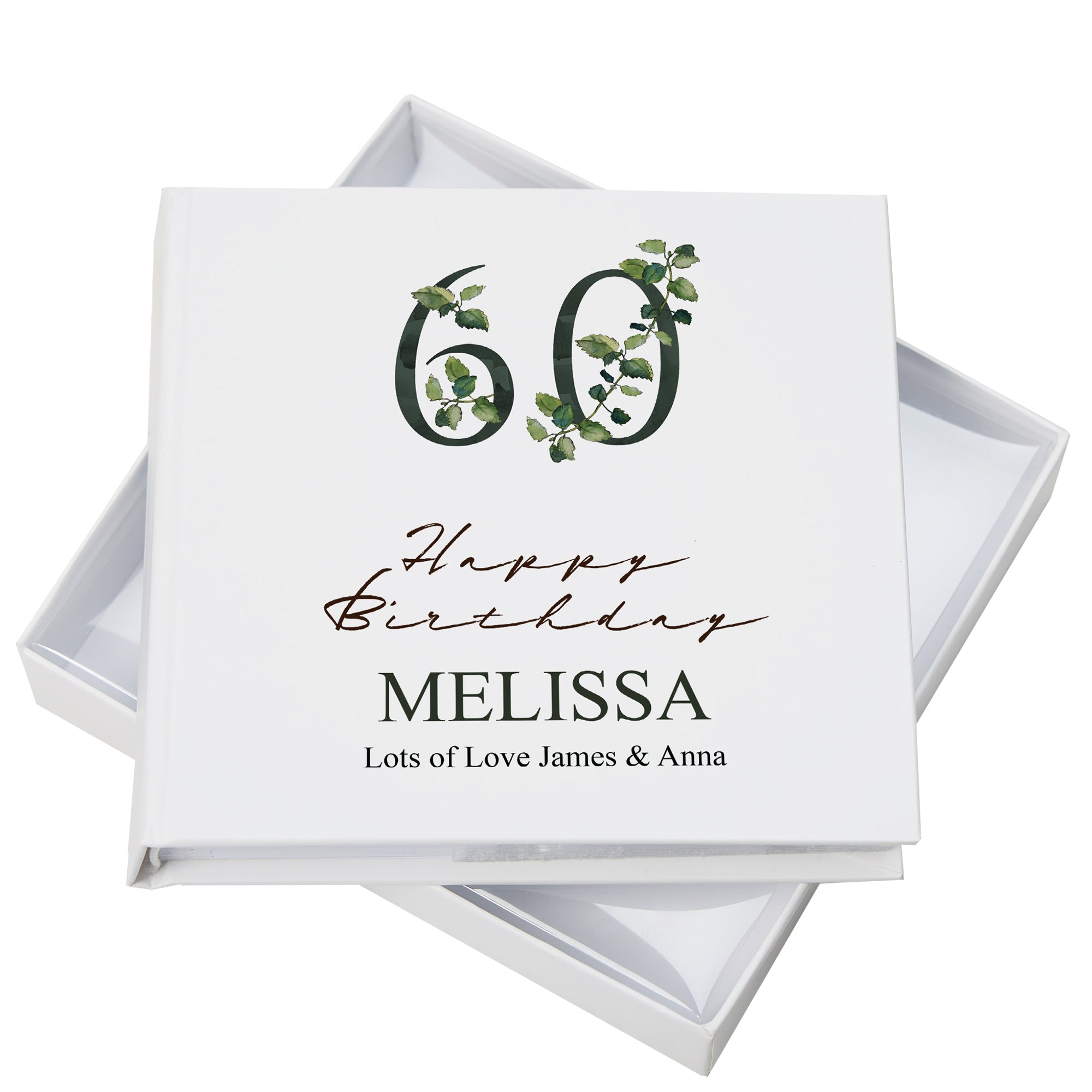 Personalised 60th Birthday Green Leaf Design Gift Photo Album