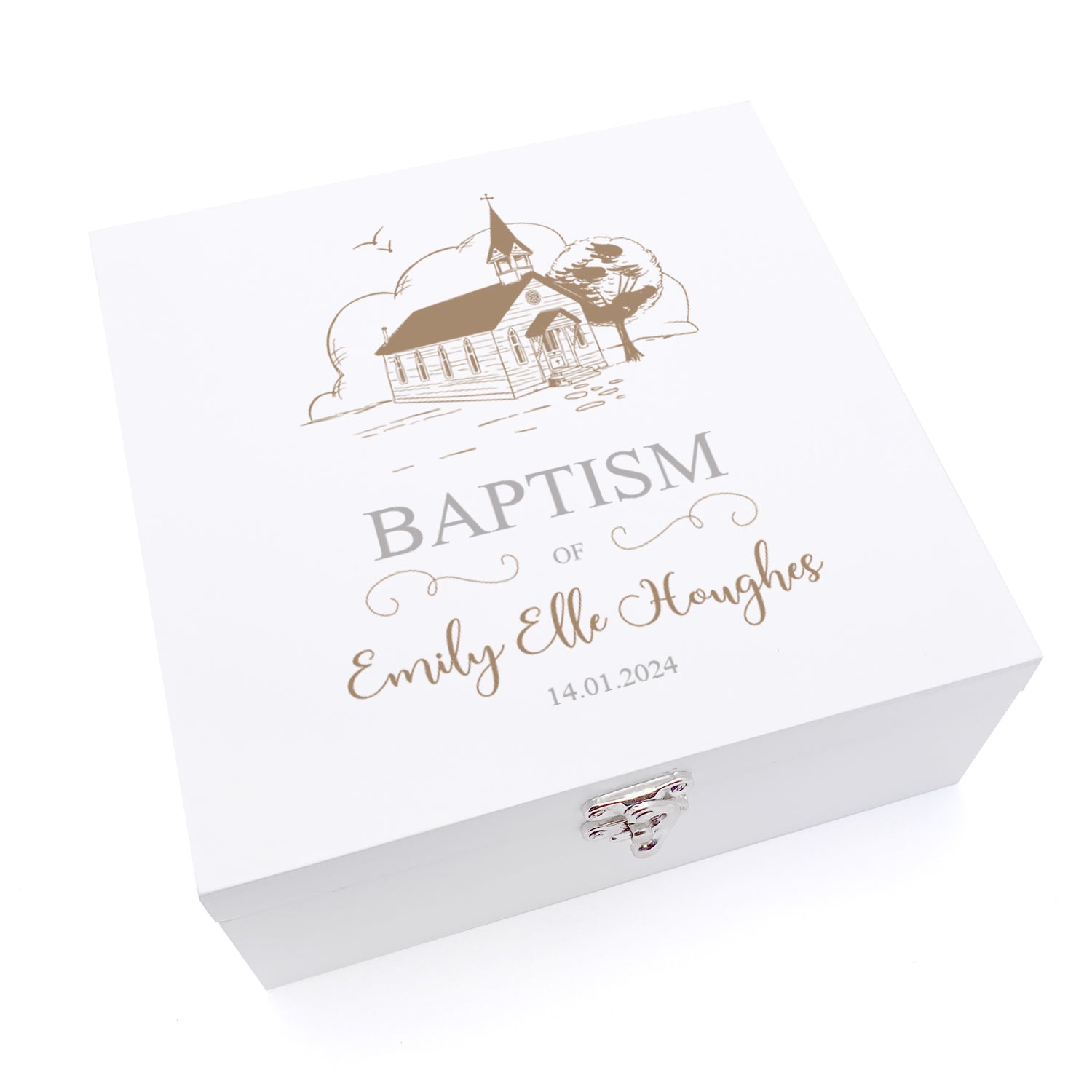 Personalised Baptism Wooden Box Memories Keepsake Gift