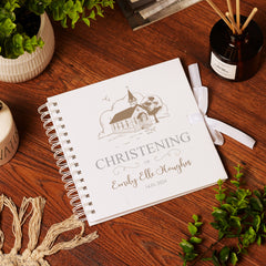 Personalised Christening Guest Book, Photo Album Featuring Sketch Church