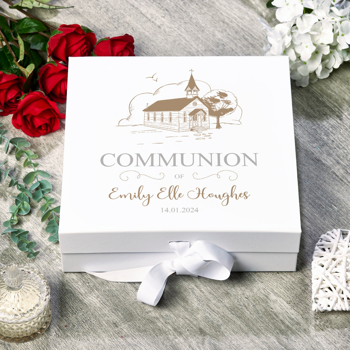 Personalised Communion Church Keepsake Memory Box Gift