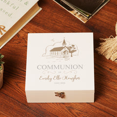 Personalised Communion Wooden Box Memories Keepsake Gift
